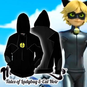 Cat Noir Cosplay Miraculous Tales Of Ladybug & Cat Noir Zip Up Hoodie Jacket XS  
