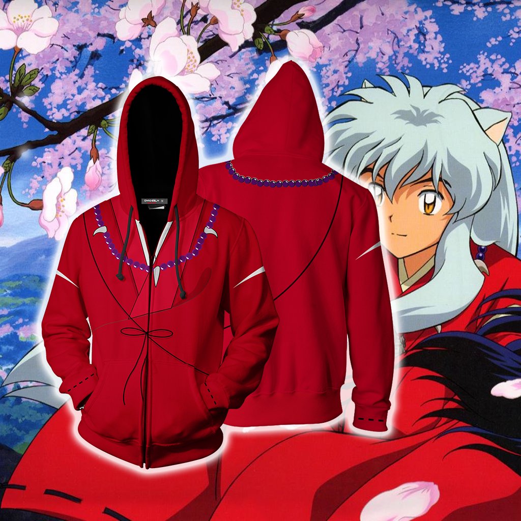 Inuyasha Sesshomaru Cosplay Zip Up Hoodie Jacket   