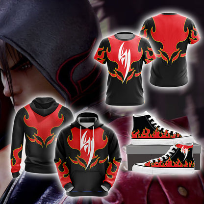 Tekken Jin Kazama Red Flame Unisex 3D T-shirt   