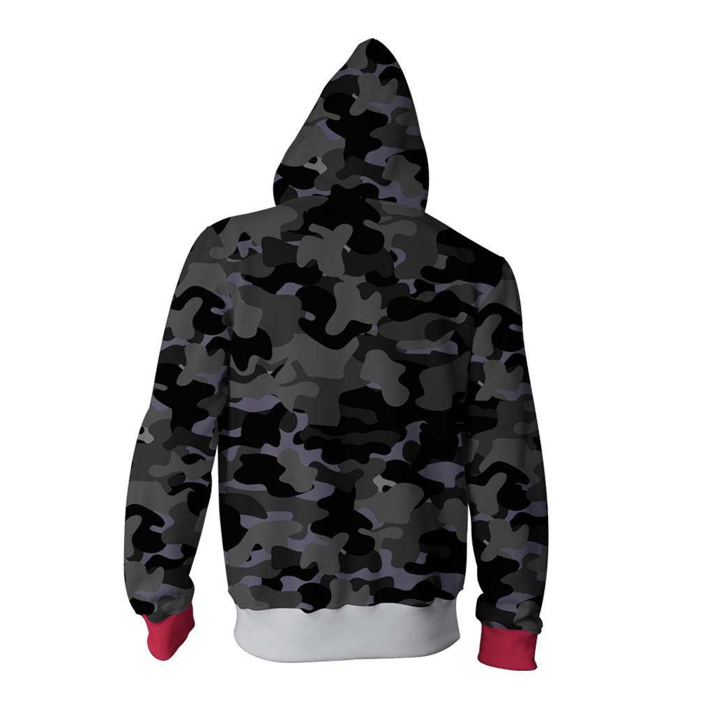 Camo Shark Zip Up Hoodie   