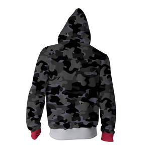 Camo Shark Zip Up Hoodie   