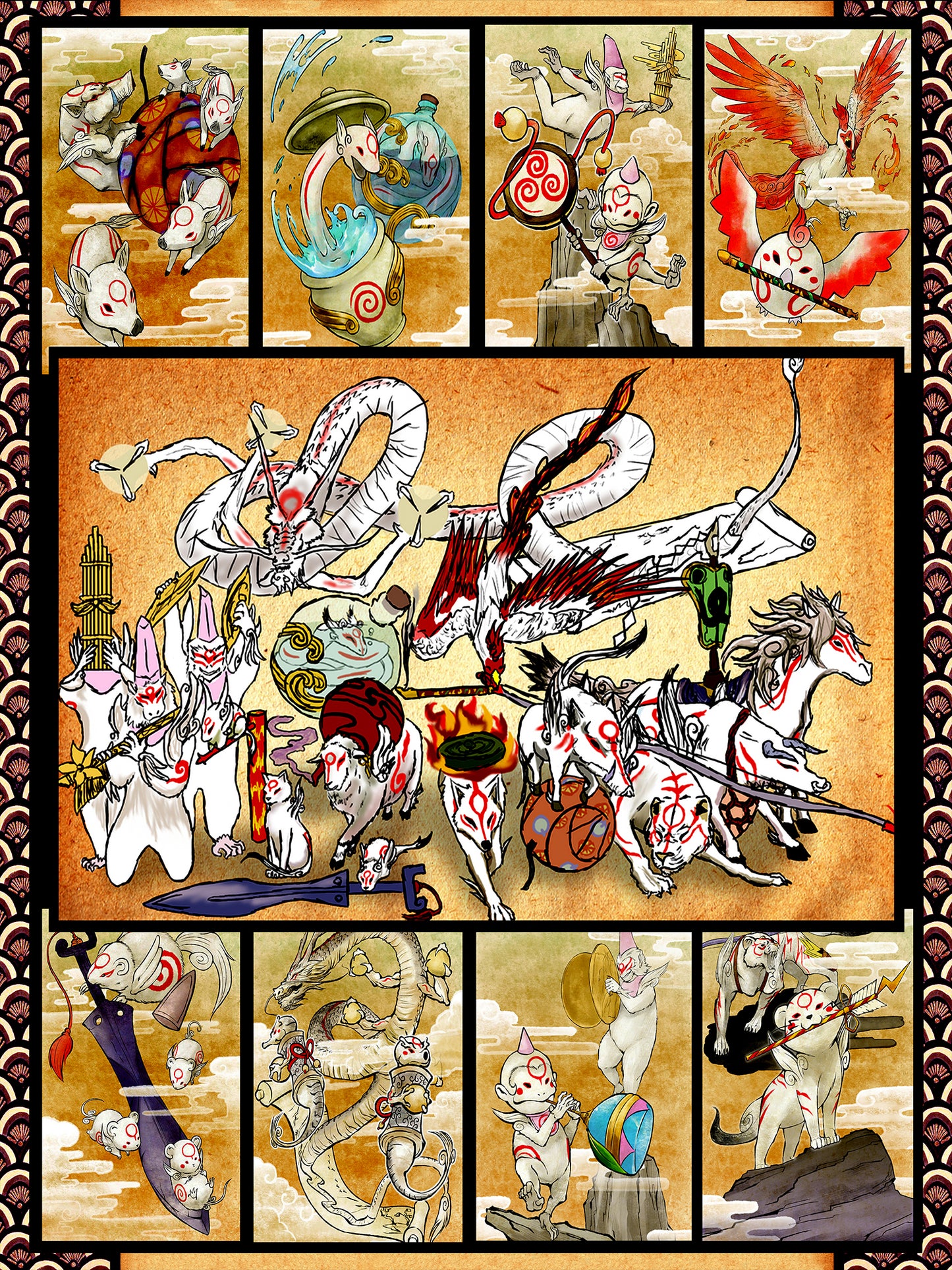 Okami Animals 3D Bed Set   
