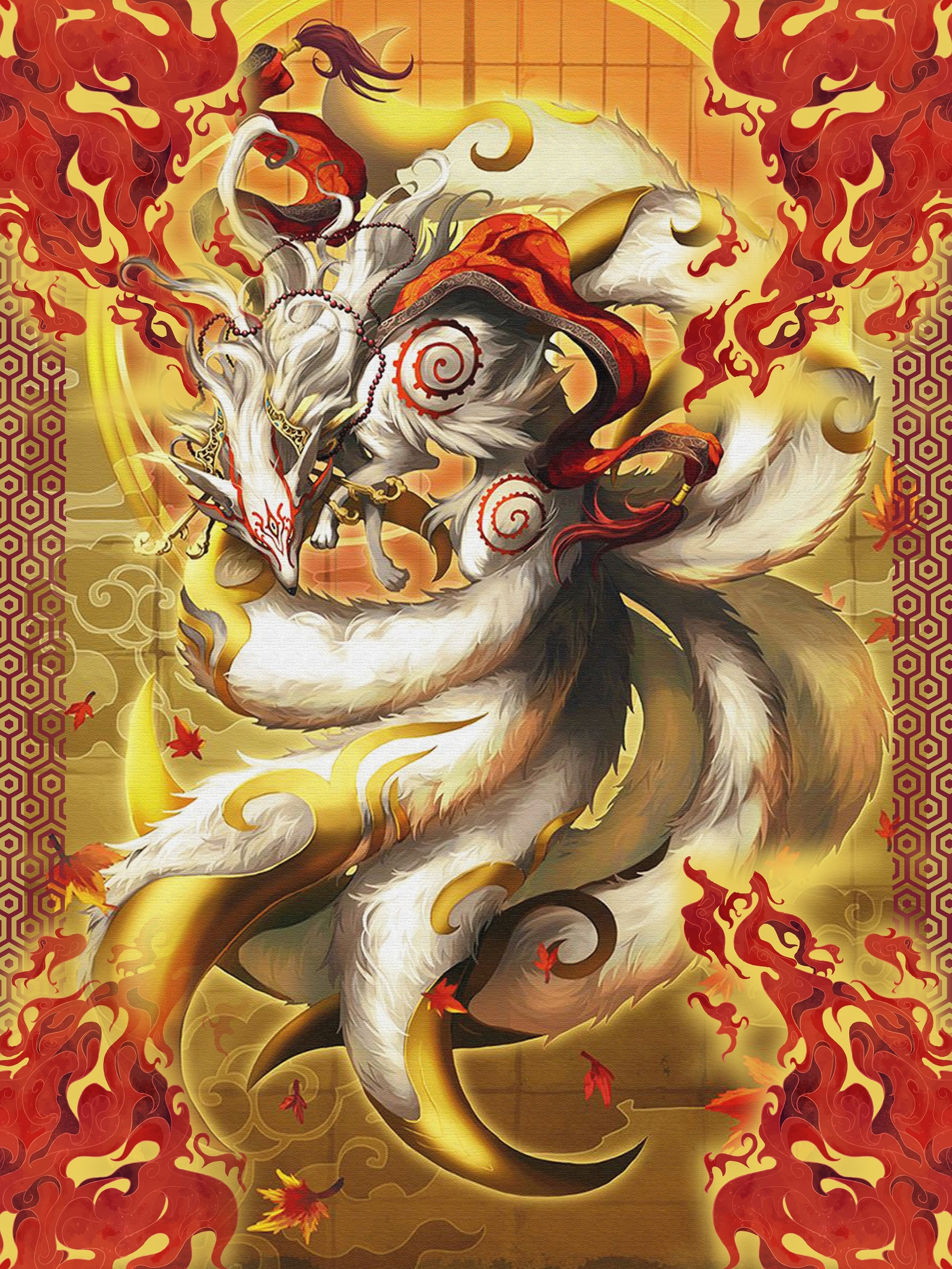 Nine Tail Okami Fox 3D Throw Blanket   