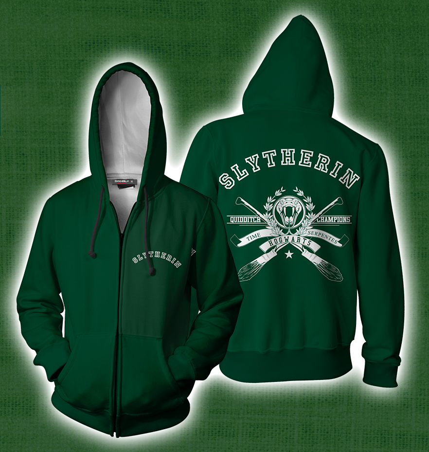 Quidditch Champion Slytherin Team Harry Potter Zip Up Hoodie