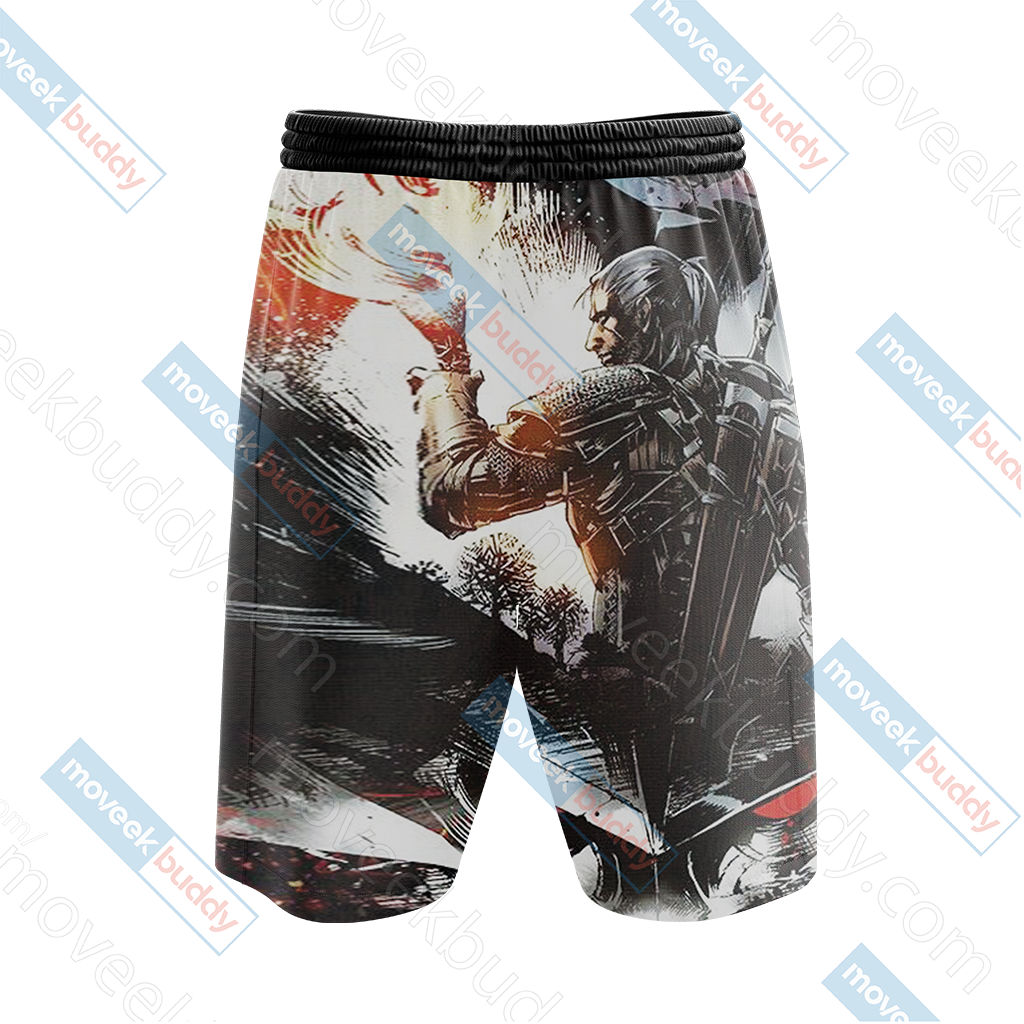 The Witcher 3 Wild Hunt Geralt 3D Beach Shorts   