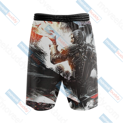 The Witcher 3 Wild Hunt Geralt 3D Beach Shorts   