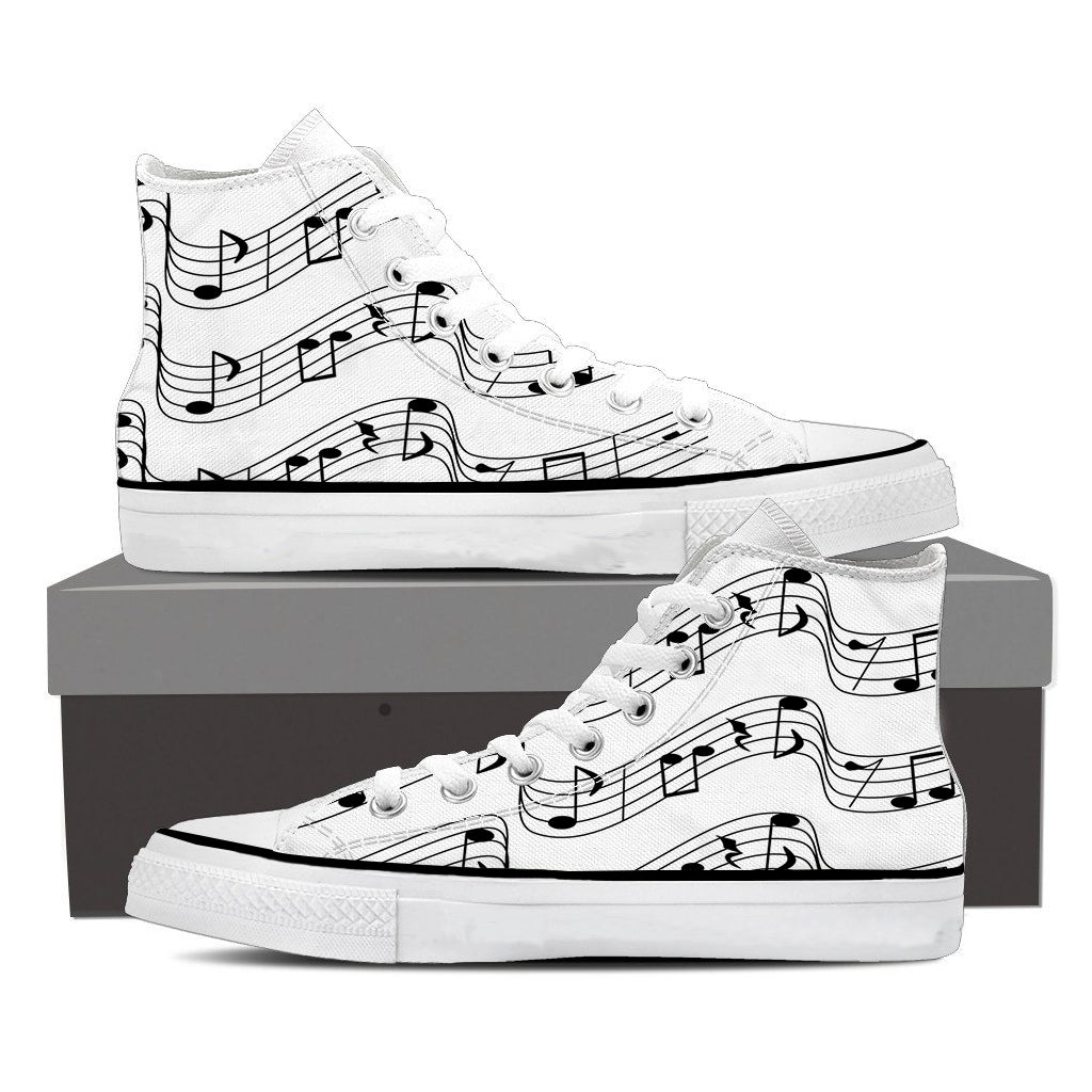 Music Notes Unisex High Top Shoes Men SIZE 36 