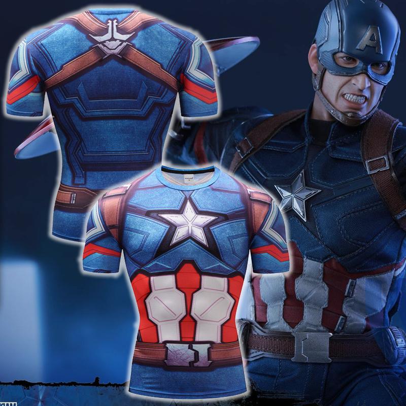 Captain America: Civil War Chris Evans Cosplay Short Sleeve Compression T-shirt US/EU XXS  