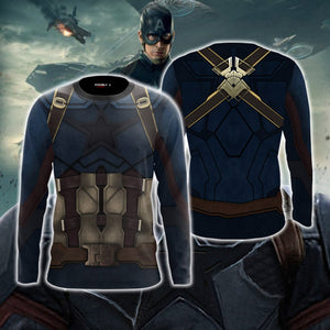 Captain America Cosplay 3D Long Sleeve Shirt US/EU S (ASIAN L)  