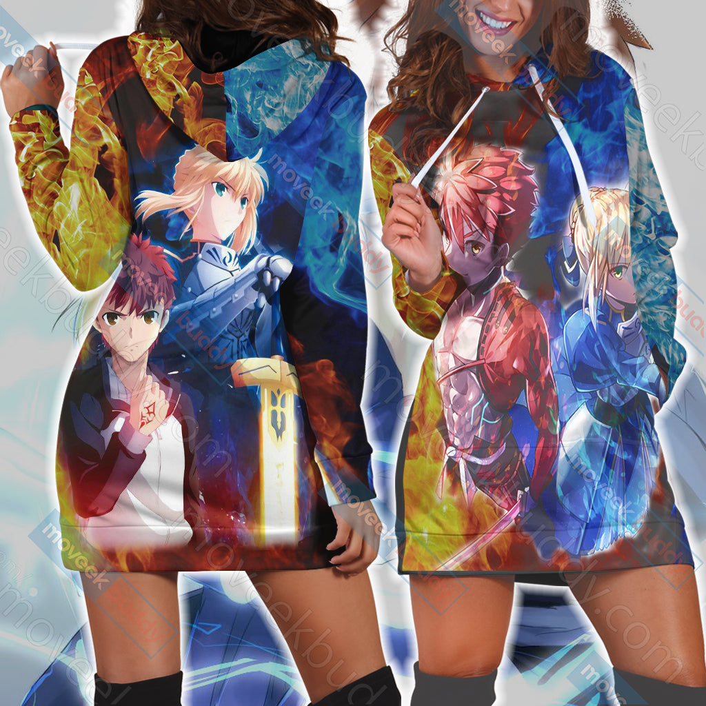 Fate Stay Night Shirou Emiya and Saber 3D Hoodie Dress MoveekBuddyShop