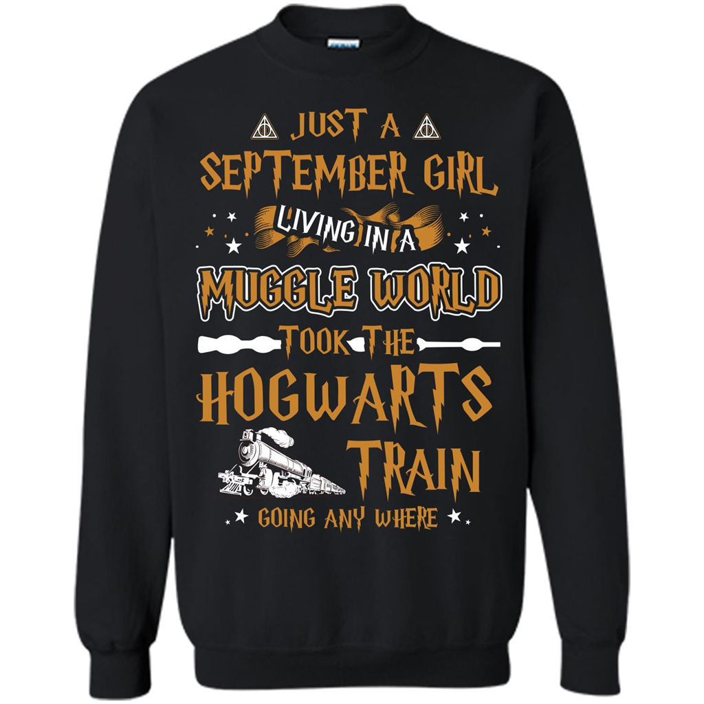 Harry Potter T-shirt Just A September Girl Living In A Muggle World Black S 