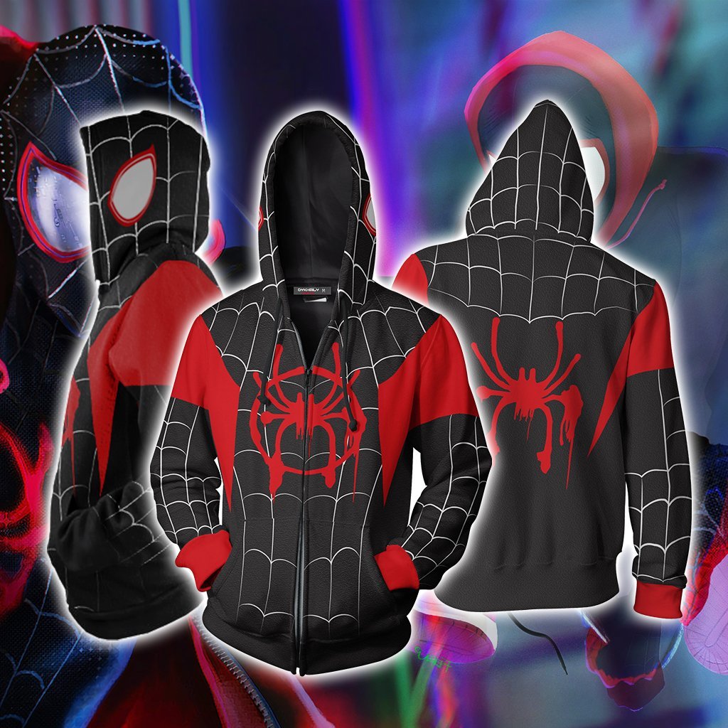 Spider-Man: Into the Spider-Verse Miles Morales New Cosplay Zip Up Hoodie Jacket XS  