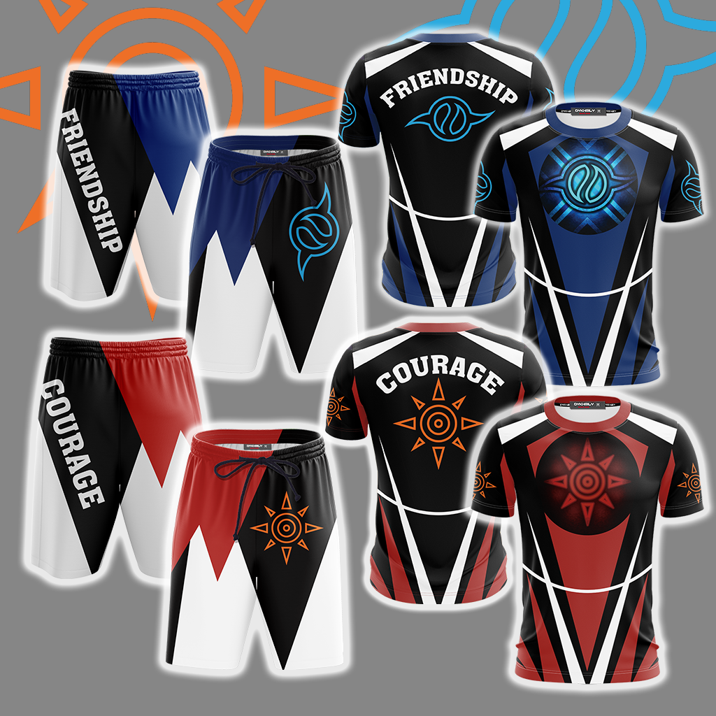 Digimon The Crest Of Courage New Look Unisex 3D Beach Shorts   
