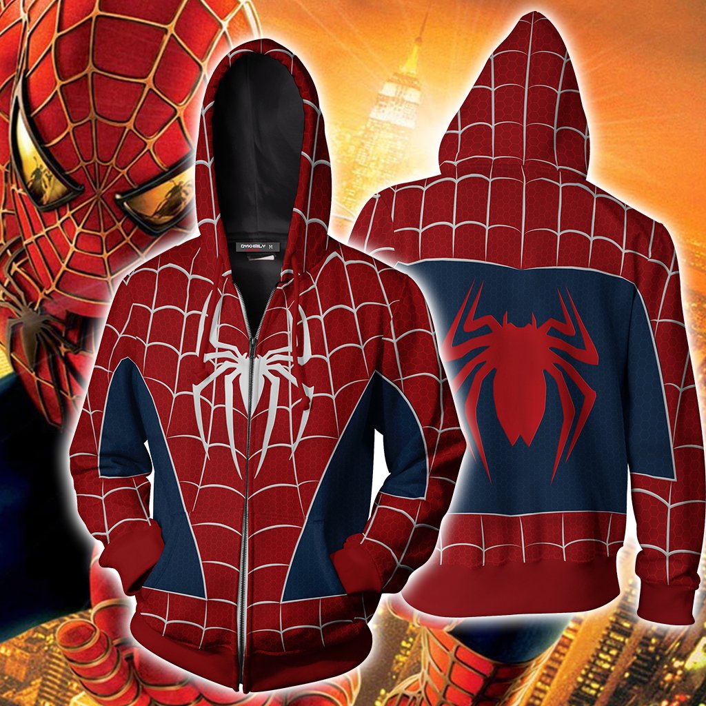 Spider-man PS4 Suit (Tobey Maguire - Sam Raimi 2002 Movie) Cosplay Zip Up Hoodie Jacket XS  