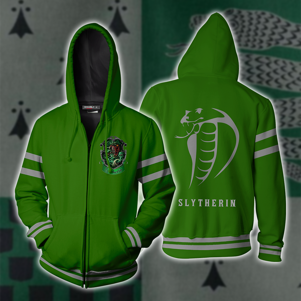 Slytherin Hogwarts Harry Potter New Collection Zip Up Hoodie S  