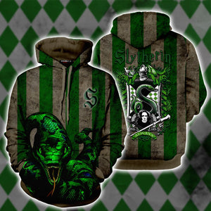 Striped Slytherin Harry Potter Unisex 3D T-shirt Hoodie S 