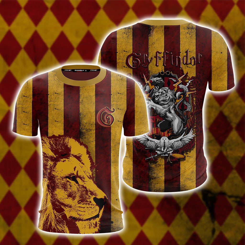 Striped Gryffindor Harry Potter Unisex 3D T-shirt   