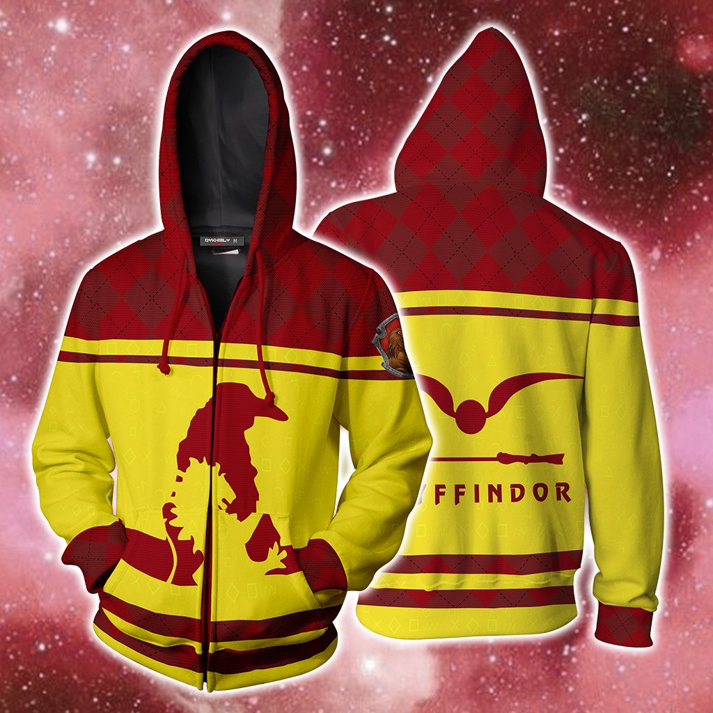 Gryffindor Quidditch Team Harry Potter New Collection Unisex 3D T-shirt Zip Hoodie S 