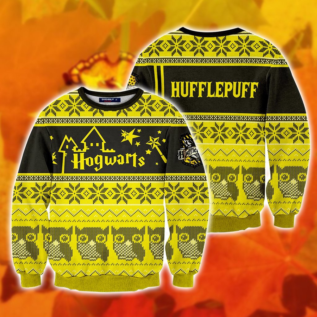 Hufflepuff Harry Potter Ugly Christmas 3D Sweater S  