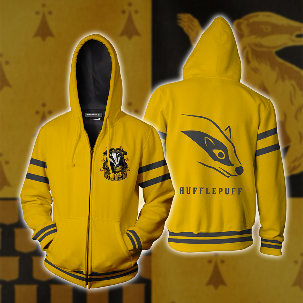 Hufflepuff Hogwarts Harry Potter New Collection Zip Up Hoodie XS  