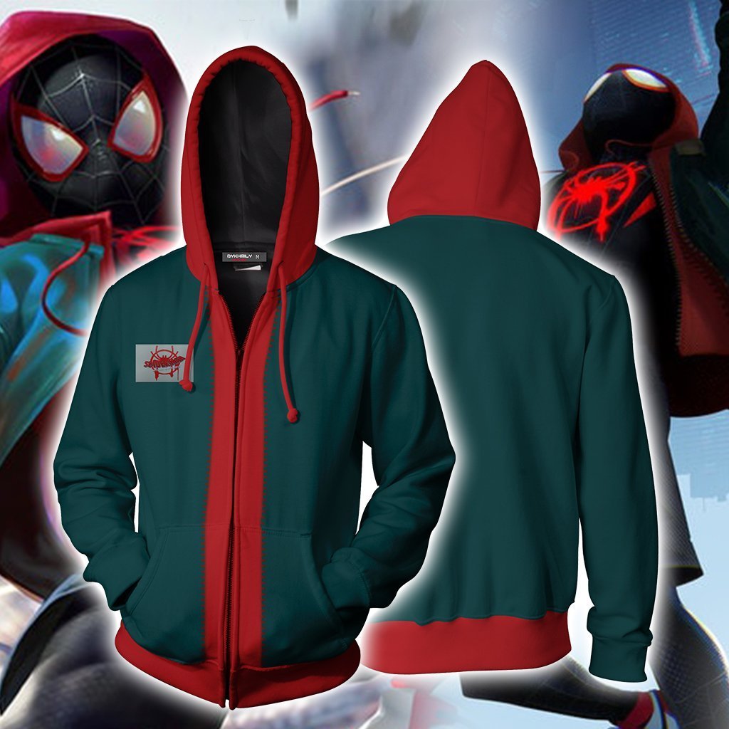Spider-Man: Into the Spider-Verse Miles Morales New Look Cosplay Zip Up Hoodie Jacket XS  