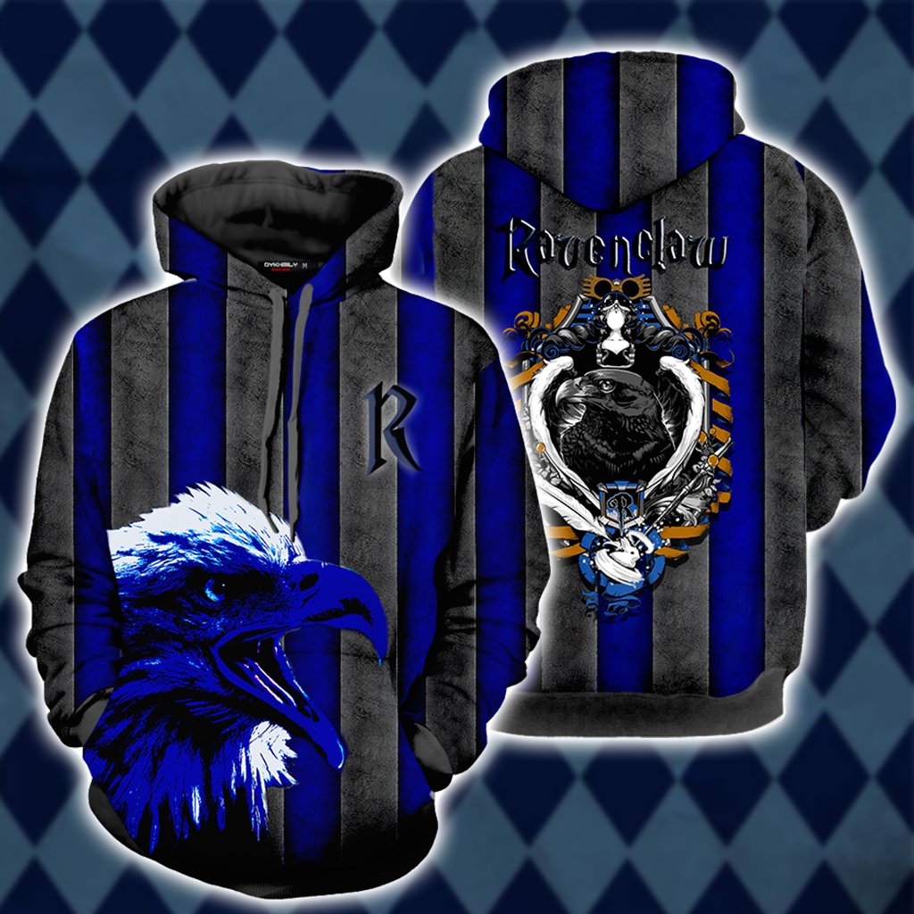 Striped Ravenclaw Harry Potter Unisex 3D T-shirt Hoodie S 