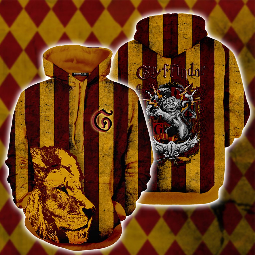 Striped Gryffindor Harry Potter Unisex 3D T-shirt Hoodie S 