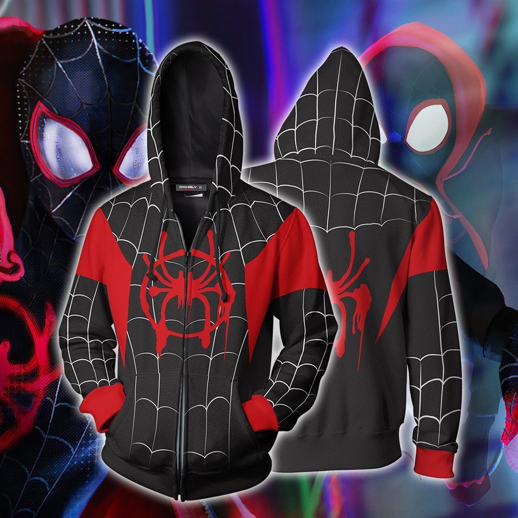 Spider-Man: Into the Spider-Verse Miles Morales Cosplay Zip Up Hoodie Jacket XS  