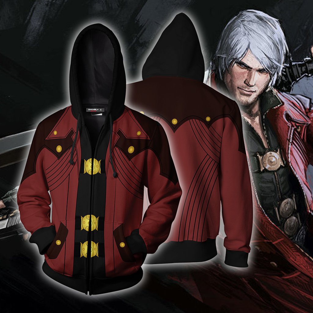Dante Devil May Cry Cosplay Zip Up Hoodie Jacket XS  