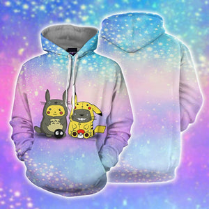 Pikachu Cosplay Totoro & Totoro Cosplay Pikachu Unisex 3D T-shirt Hoodie S 