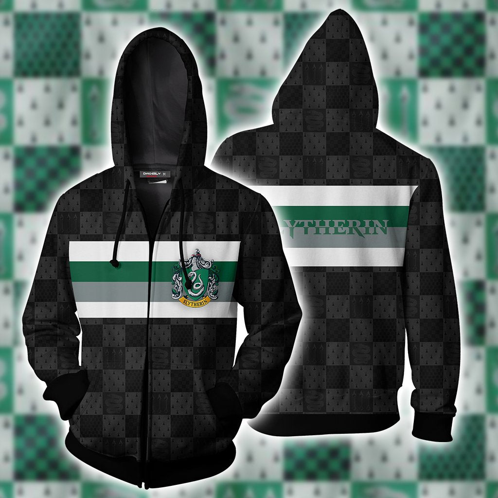 Slytherin House Harry Potter Simple Style Zip Up Hoodie S  