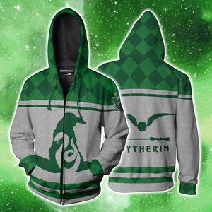 Slytherin Quidditch Team Harry Potter New Collection Unisex 3D T-shirt Zip Hoodie S 