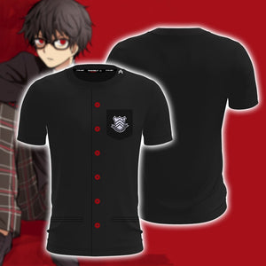 Persona 5 Akira Kurusu Cosplay Zip Up Hoodie Jacket T-shirt S 