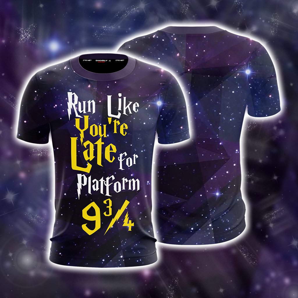 Run Like You're Late For Platform 9 3/4 Harry Potter Unisex 3D T-shirt S  