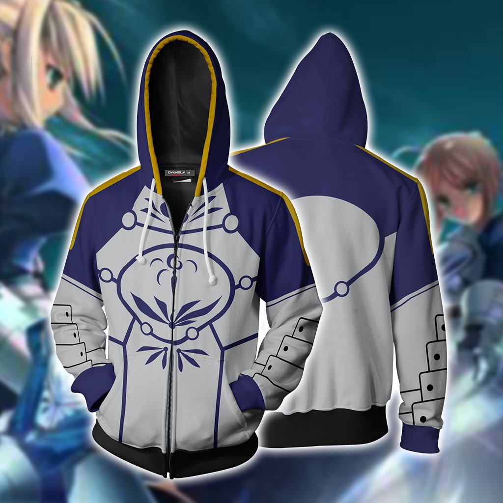 Fate/ Stay Night Saber Cosplay Zip Up Hoodie Jacket XS  