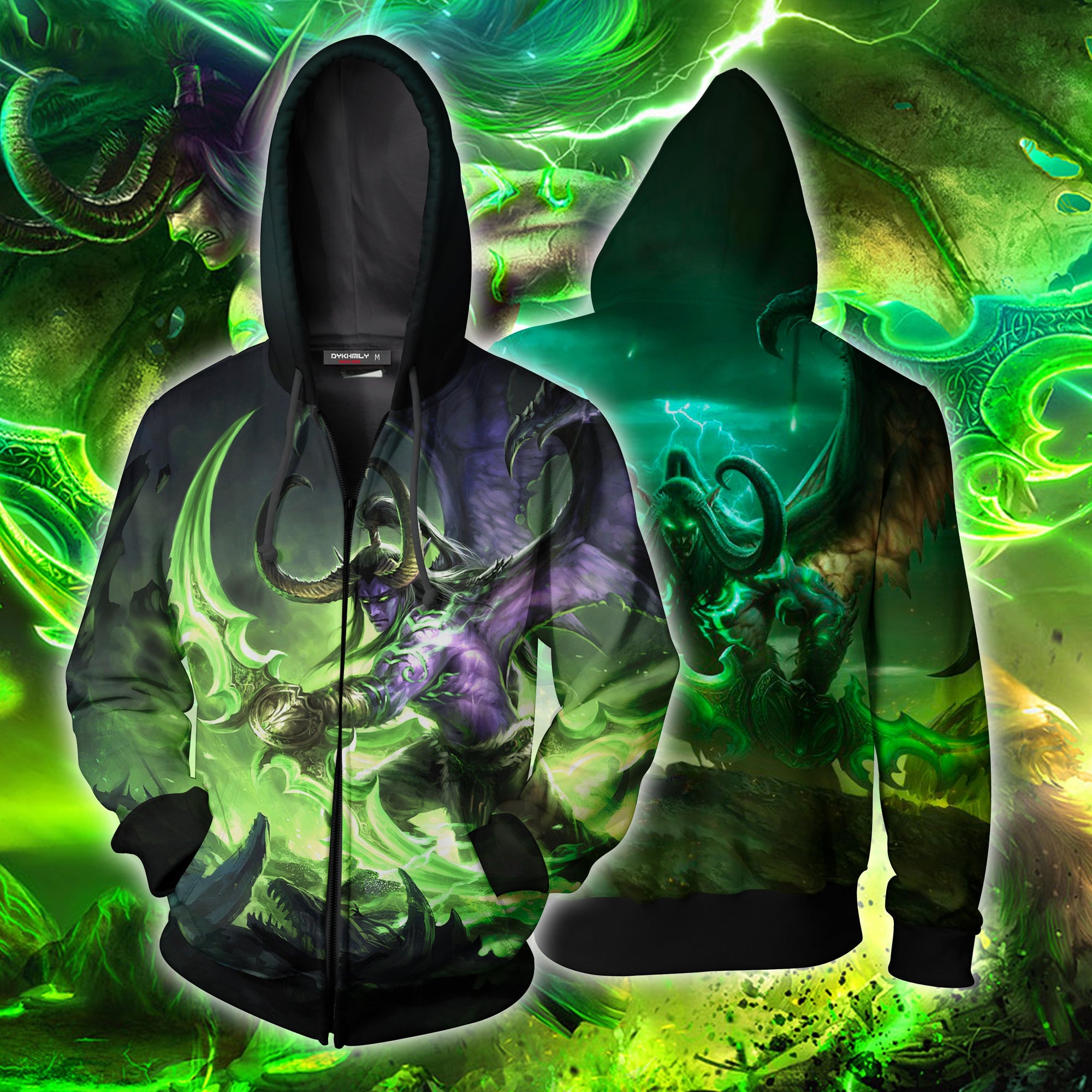 Illidan Stormrage World Of Warcraft Zip Up Hoodie Jacket US/EU S (ASIAN L)  