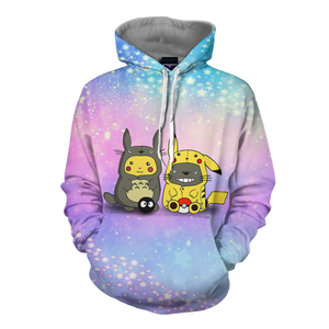 Pikachu Cosplay Totoro & Totoro Cosplay Pikachu Unisex 3D T-shirt   