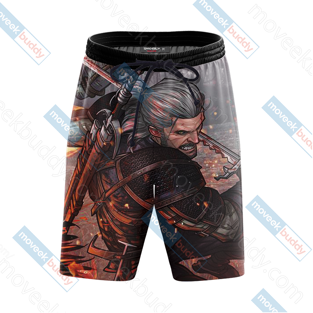 The Witcher 3 Wild Hunt Geralt 3D Beach Shorts   