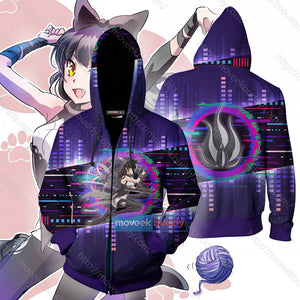 RWBY Blake Belladonna New Look Unisex 3D T-shirt Zip Hoodie XS 