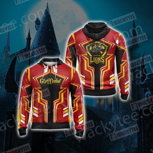 Harry Potter Hogwarts Castle - Gryffindor House Wacky Style New Collection Unisex 3D T-shirt Zip Hoodie S 