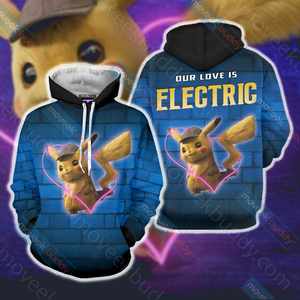 Our Love Is Electric Detective Pikachu New Unisex 3D T-shirt Hoodie S 