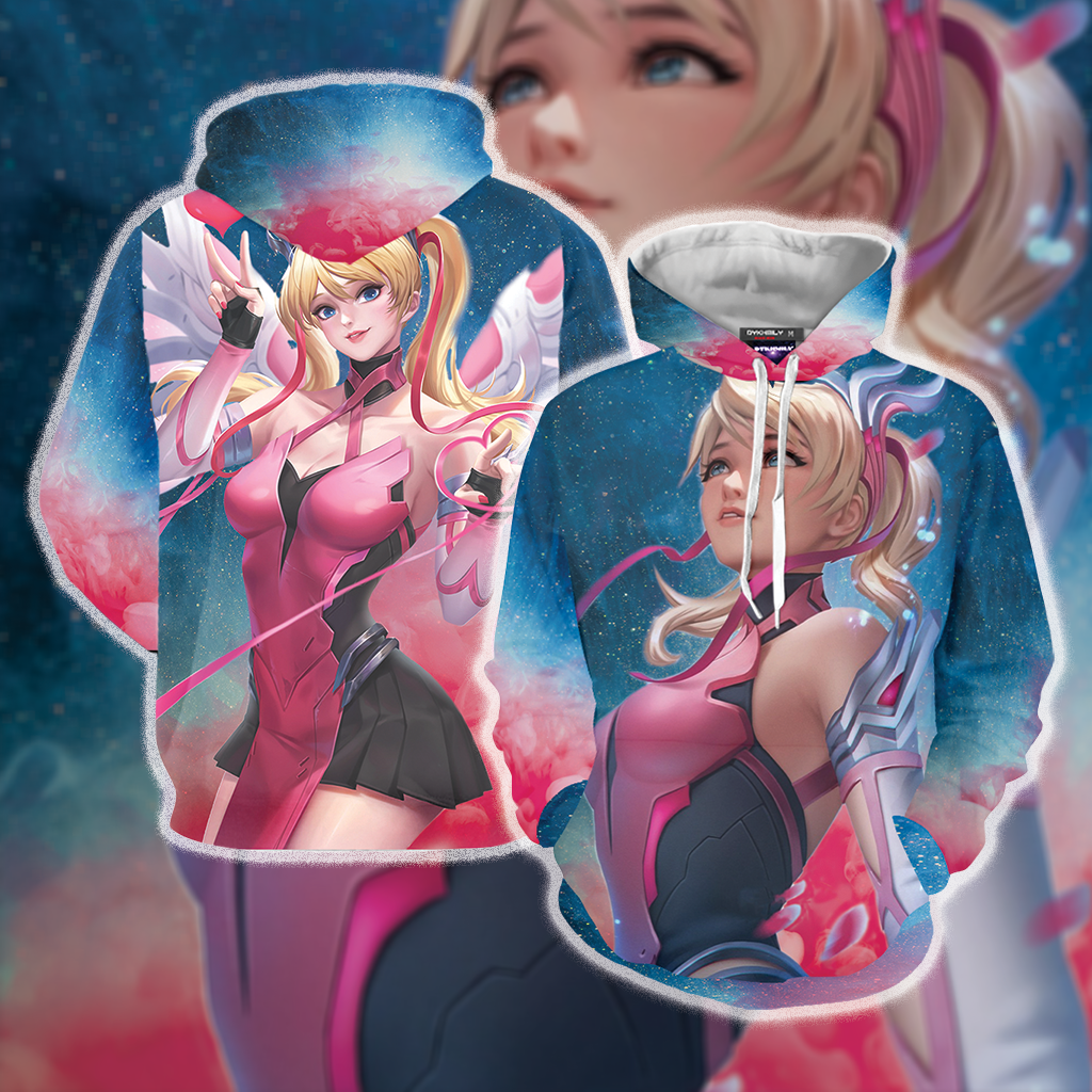 Overwatch Pink Mercy Unisex 3D T-shirt Hoodie S 