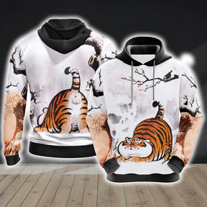 Fat Tiger Unisex 3D T-shirt Hoodie S 