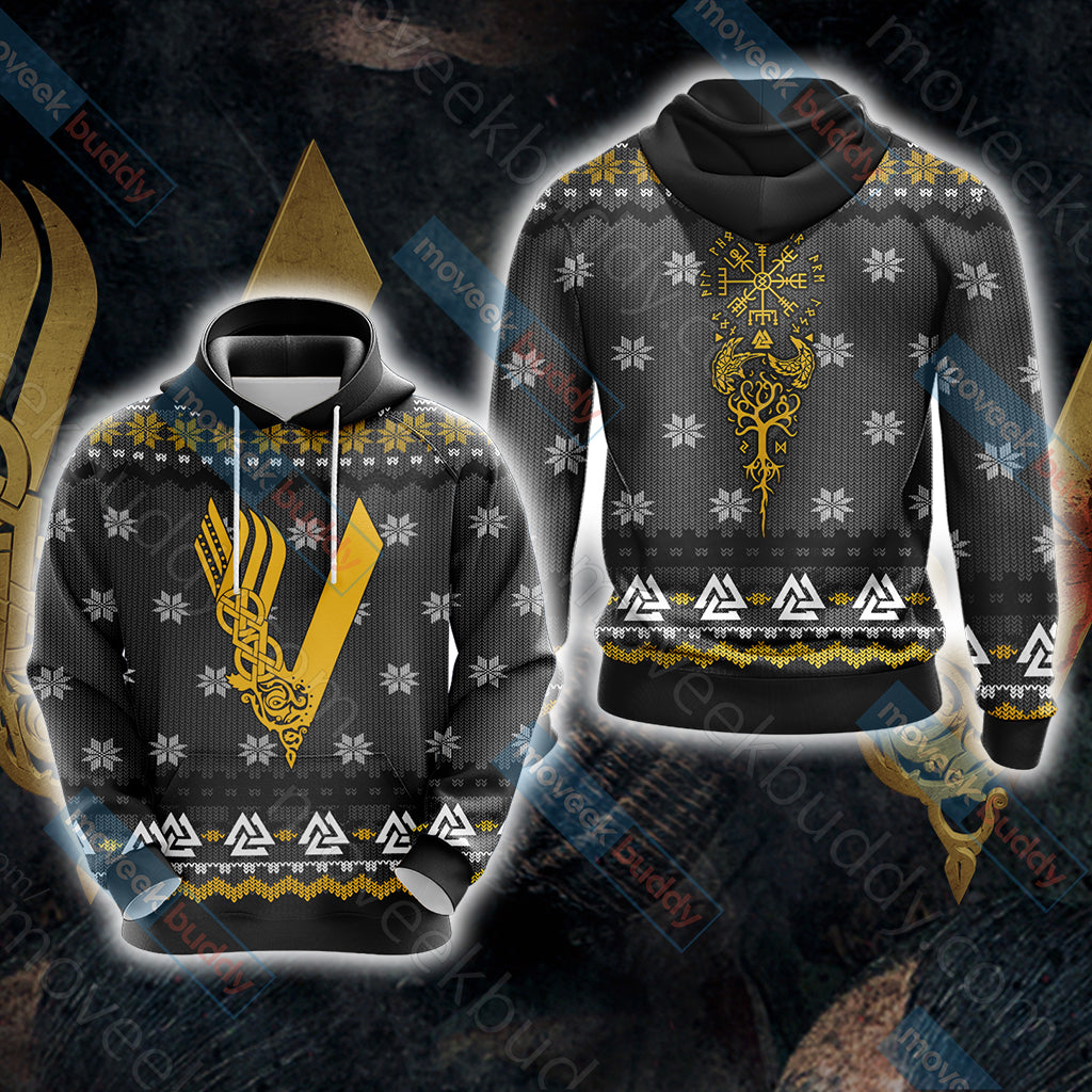 Vikings Knitting Style Unisex 3D T-shirt Hoodie S 