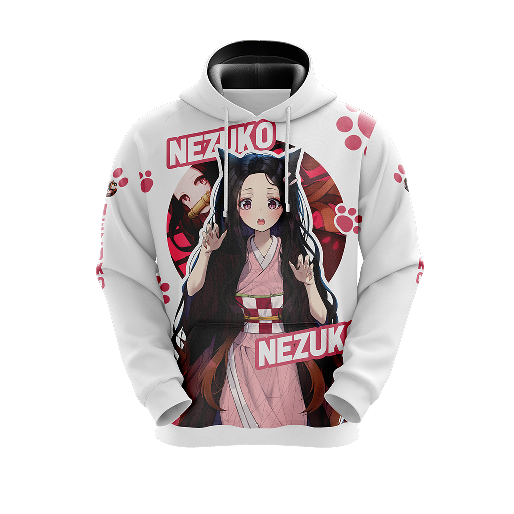 Nezuko Demon Slayer All Over Print T-shirt Zip Hoodie Pullover Hoodie   