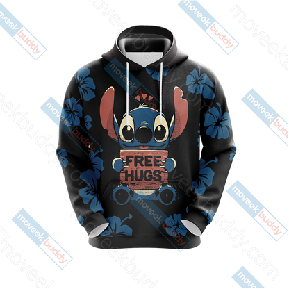 Stitch Loves Hugs Free Hugs Unisex 3D T-shirt   