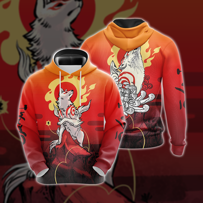 Okami Fox Fire Unisex 3D T-shirt Hoodie S 