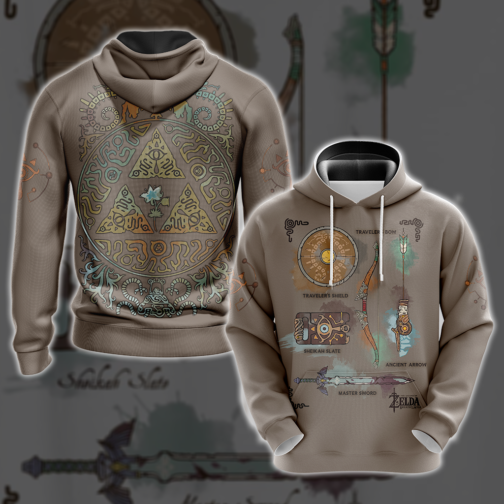 The Legend of Zelda Breath of The Wild Link Inventory Graphic All Over Print T-shirt Zip Hoodie Pullover Hoodie