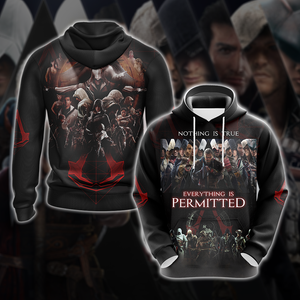 Nothing is True - Everything is Permitted Assassin's Creed All Over Print T-shirt Zip Hoodie Pullover Hoodie Hoodie S 