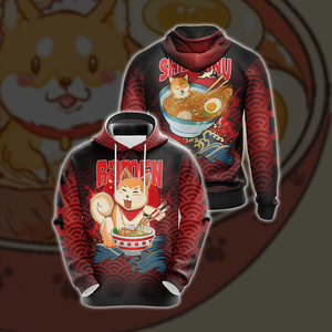 Shiba Inu and Ramen Japanese Style Unisex 3D T-shirt Hoodie S 